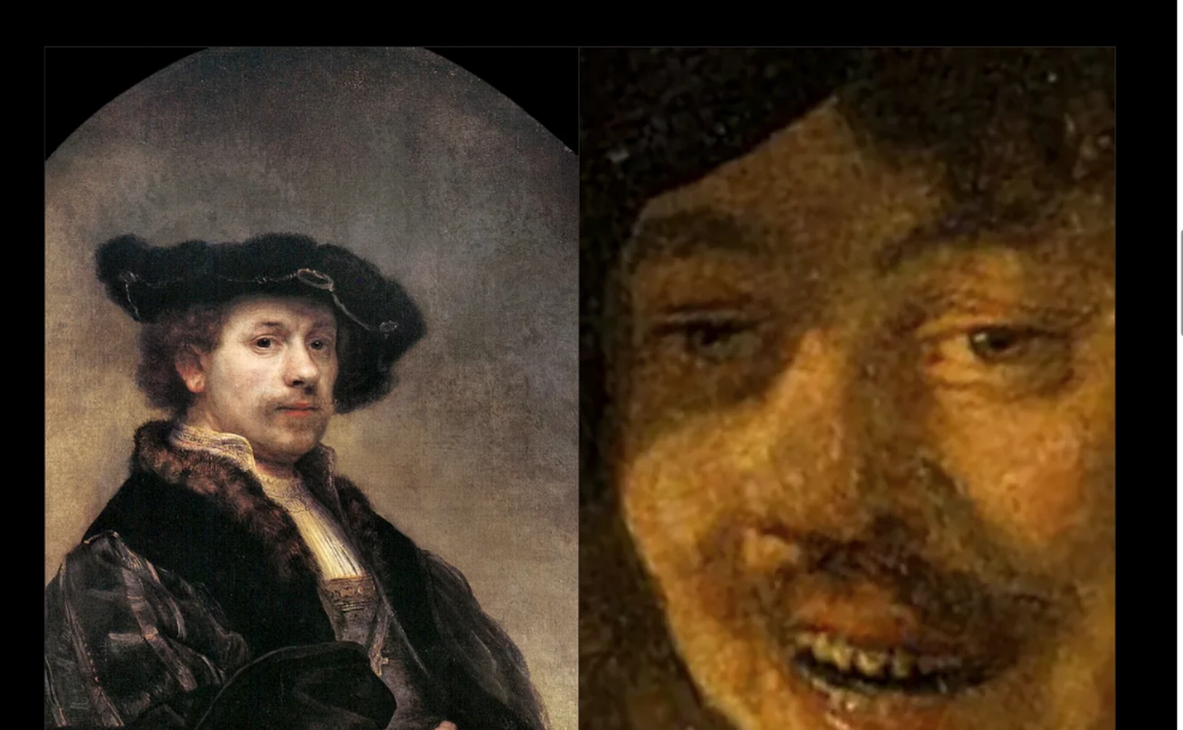 Extreme close-up detail from a Rembrandt source image